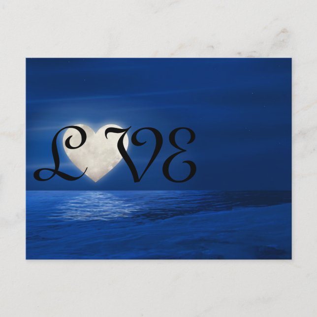 Herzmond mit Snowy Beach LIEBE Winter Postkarte (Vorderseite)