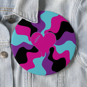 Herzmuskel - rosa, Lila, blau und schwarz Button