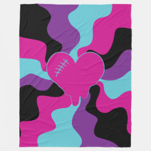 Herzmuskel - rosa, Lila, blau und schwarz Fleecedecke