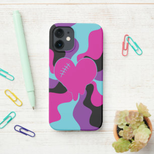 Herzmuskel - rosa, Lila, blau und schwarz iPhone 12 Mini Hülle