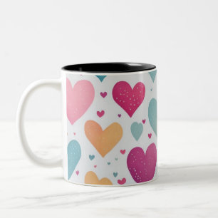Herzmuster, Aquarellfarben Zweifarbige Tasse
