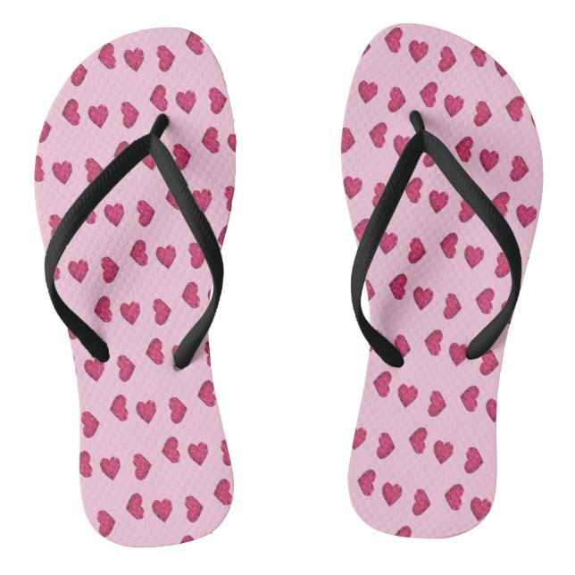 Herzmuster aus rosa Kristallen Flip Flops (Fußbett)