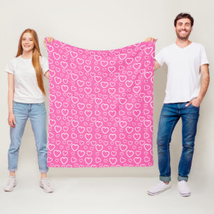 Herzmuster der rosa und weißen Liebe Fleecedecke
