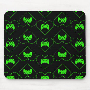 Herzmuster des Green Video Game Controllers Mousepad