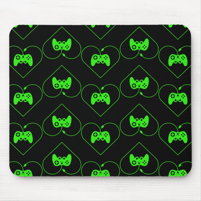Herzmuster des Green Video Game Controllers Mousepad (Vorne)