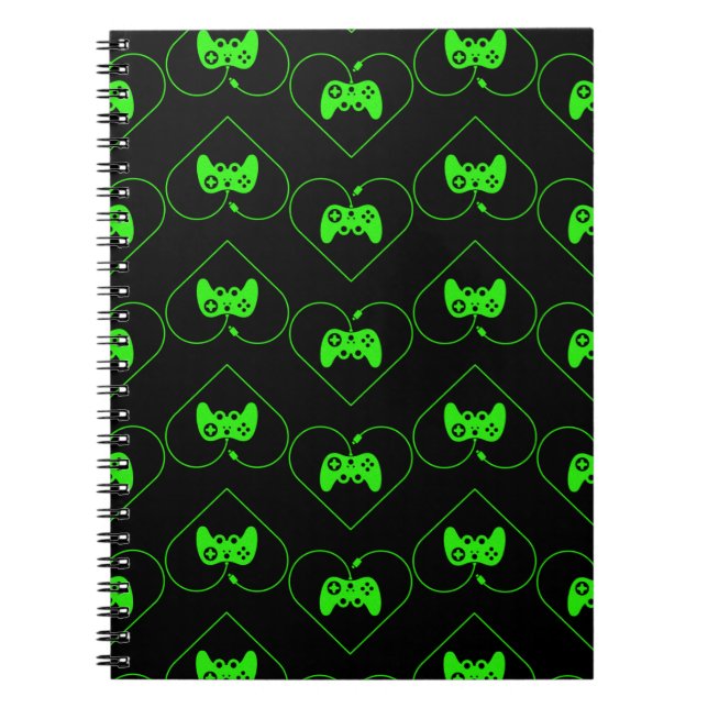 Herzmuster des Green Video Game Controllers Notizblock (Vorderseite)