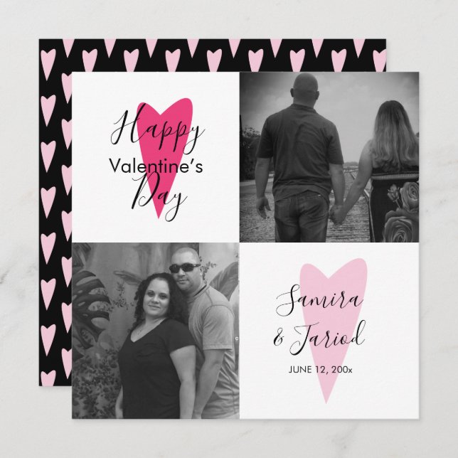 Herzmuster Foto Collage Valentine's Day Card (Vorne/Hinten)