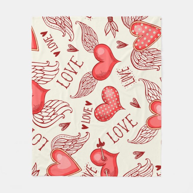 Herzmuster für den Valentinstag Fleecedecke (Vorderseite)