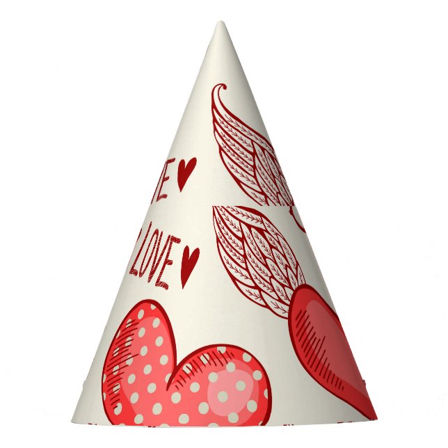 Herzmuster für den Valentinstag Partyhütchen (Vorderseite)