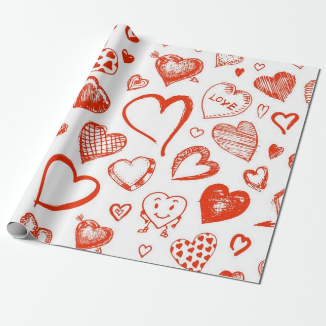 Herzmuster Geschenkpapier (Ungerollt)