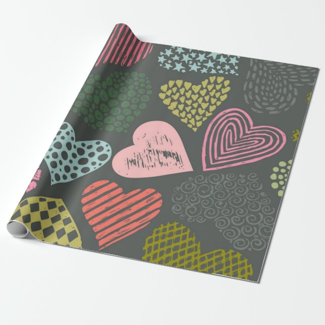 Herzmuster Geschenkpapier (Ungerollt)