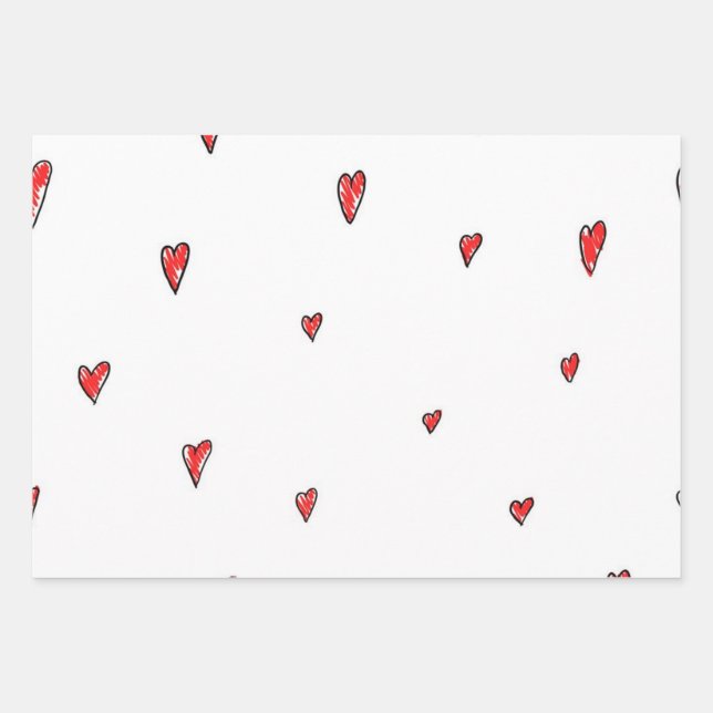Herzmuster Geschenkpapier Set (Vorderseite)