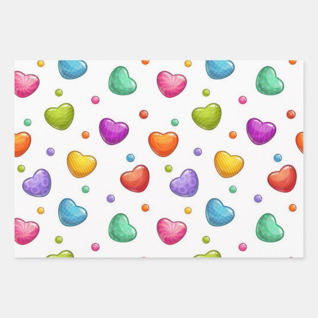 Herzmuster Geschenkpapier Set (Vorderseite)