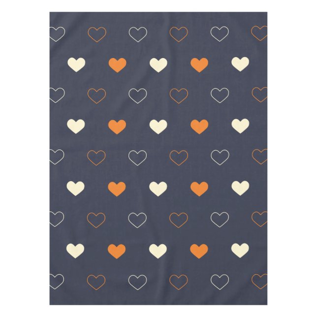Herzmuster in Orange und Creme Tischdecke (Vorderseite)
