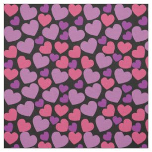 Herzmuster in Rosa und Lila in Schwarz Stoff