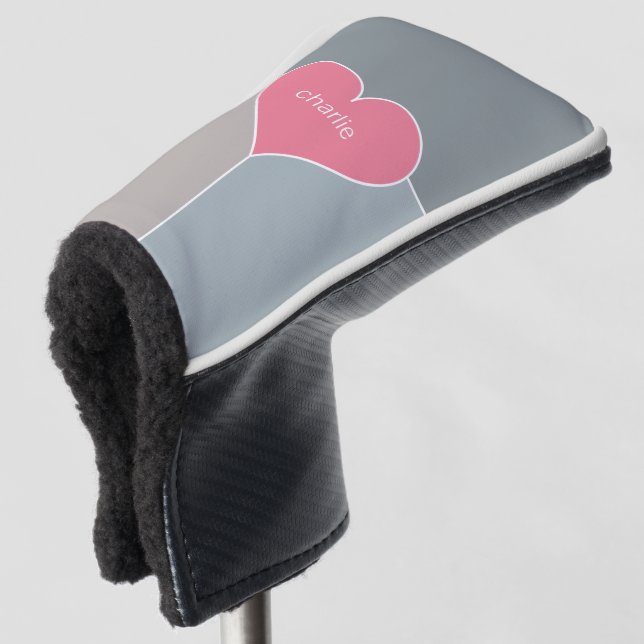 Herzmuster individuelle Monogramm-Putterdeckel Golf Headcover (3/4 Vorderseite)