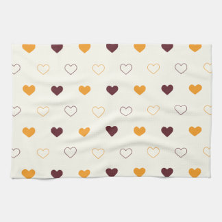 Herzmuster mit orangefarbenen und braunen Herzen Geschirrtuch