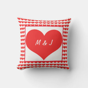 Herzmuster Monogramm Anfangsbuchstaben Valentinsta Kissen