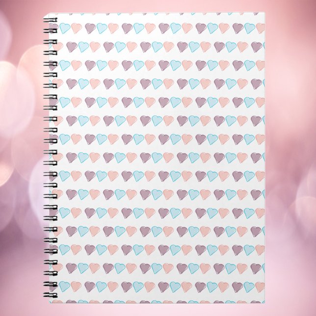 Herzmuster Pink Blau Lila Notizblock (A cute notebook with pink, blue and purple hearts)