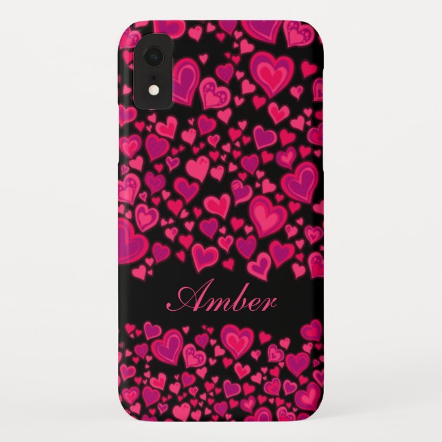Herzmuster-Pink- und -SCHWARZgewohnheitsfall Case-Mate iPhone Hülle (Rückseite)