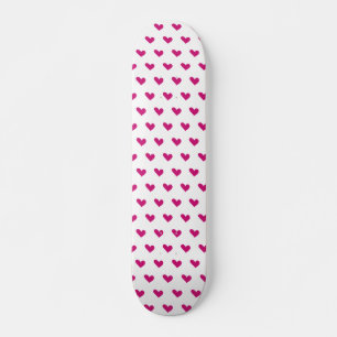 Herzmuster Rosa und Weiße Doodle Skateboard