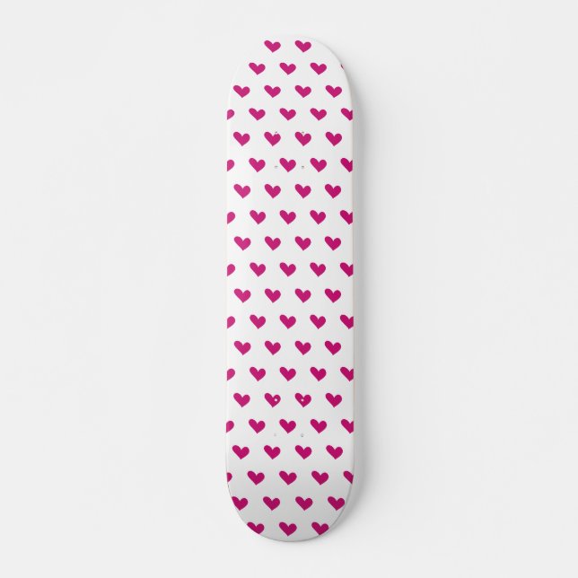 Herzmuster Rosa und Weiße Doodle Skateboard (Vorne)