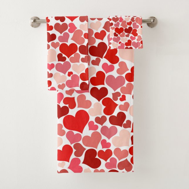 Herzmuster, rote Herzen, Liebe Badhandtuch Set (Insitu)