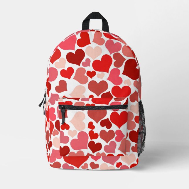 Herzmuster, rote Herzen, Liebe Bedruckter Rucksack (Vorderseite)