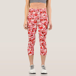Herzmuster, rote Herzen, Liebe Capri Leggings