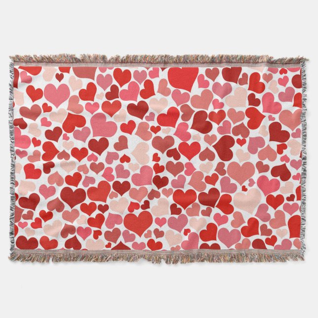 Herzmuster, rote Herzen, Liebe Decke (Vorderseite)