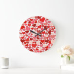 Herzmuster, rote Herzen, Liebe Große Wanduhr<br><div class="desc">Niedliches,  lustiges und bezauberndes Muster mit roten Herzen. Modernes und trendiges Geschenk,  perfekt für den Valentinstag.</div>