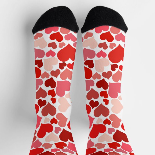 Herzmuster, rote Herzen, Liebe Socken (Oben)