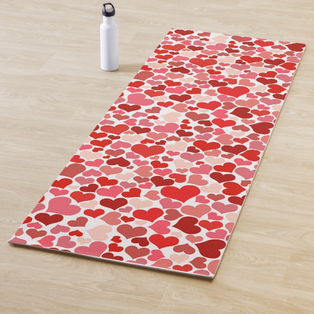 Herzmuster, rote Herzen, Liebe Yogamatte (Beispiel)