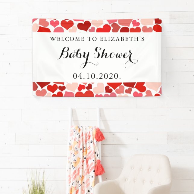 Herzmuster, Rotes Herz, Liebe, Babydusche Banner (Insitu)