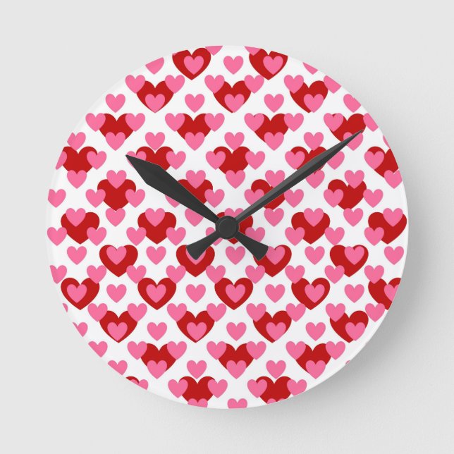 Herzmuster Runde Wanduhr (Vorderseite)