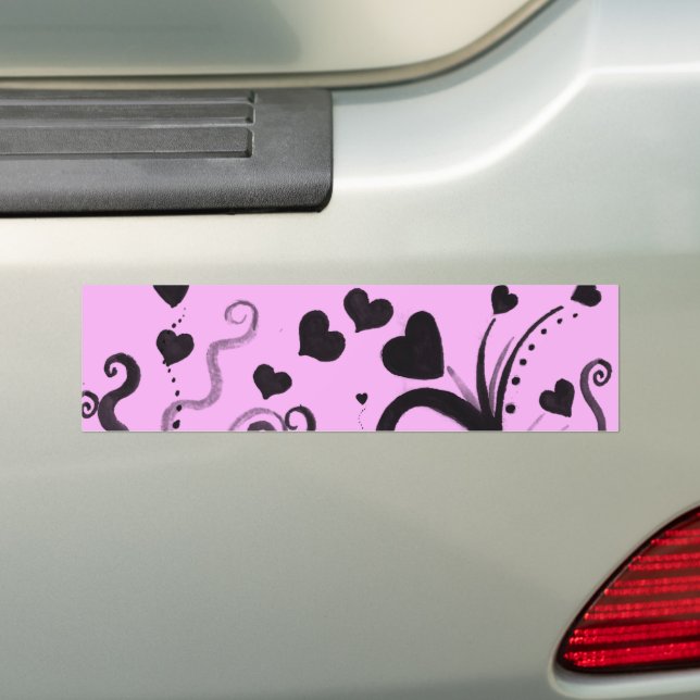 Herzmuster, Schwarze Herzen, Punkte, Liebe, Rosa Autoaufkleber (Auf Auto)