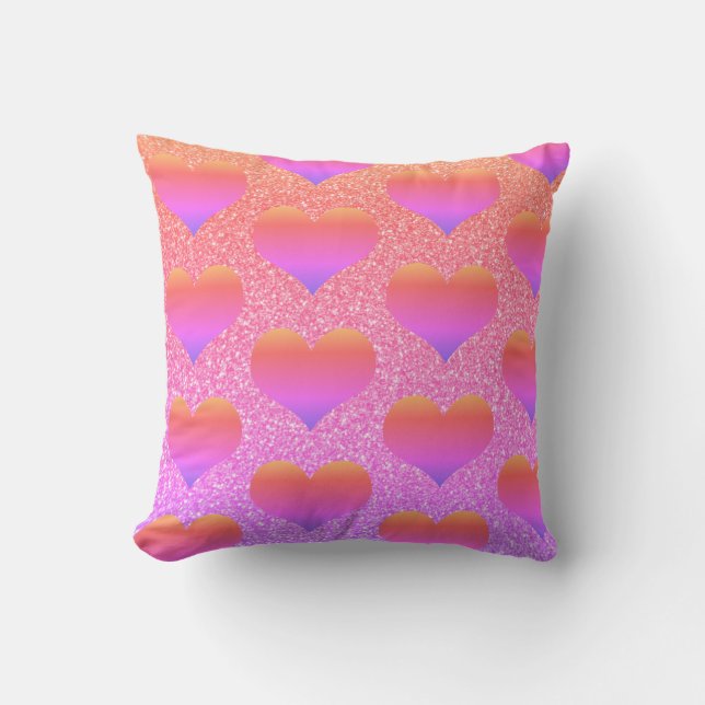 Herzmuster Valentine Rose Gold Glitterie Niedlich Kissen (Vorderseite)