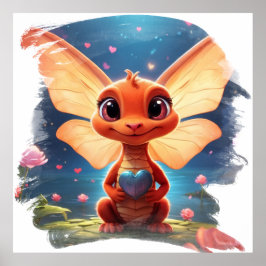 *~* Herzmythische AP48 Niedlicher Baby Dragon Poster