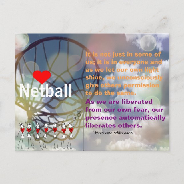 Herznetzball-Design und inspirierendes Zitat Postkarte (Vorderseite)