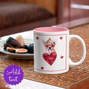Herzpaw Chihuahua Valentinstag Geschenk Hund Zweifarbige Tasse