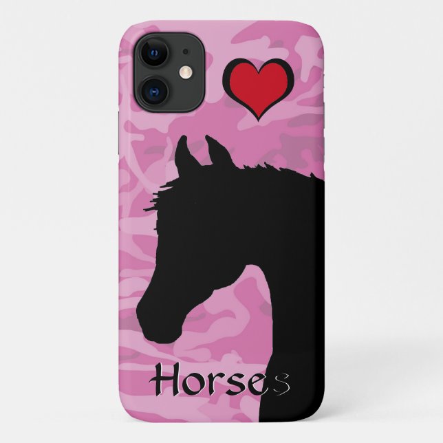 Herzpferd (rosa Camouflage) Case-Mate iPhone Hülle (Rückseite)
