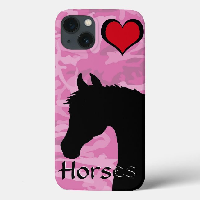 Herzpferd (rosa Camouflage) Case-Mate iPhone Hülle (Rückseite)