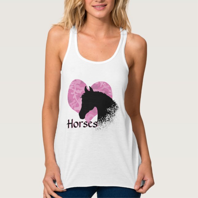 Herzpferd (rosa Camouflage) Tank Top (Vorderseite)