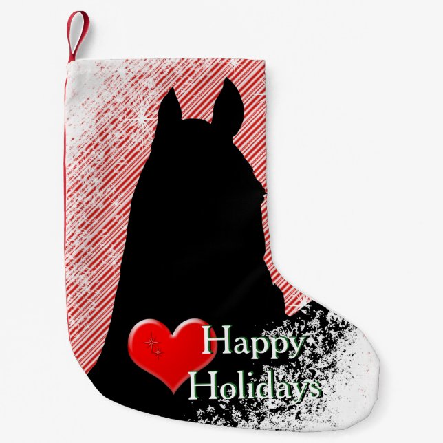 Herzpferde I Holiday (Candy Cane Bkgrd) Kleiner Weihnachtsstrumpf (Vorderseite)