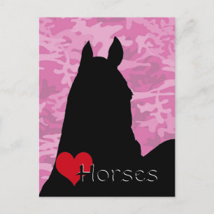 Herzpferde I (rosa Camouflage) Postkarte