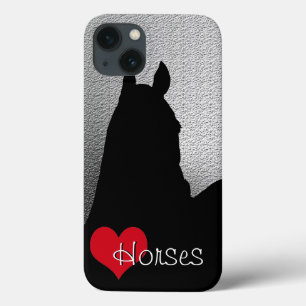 Herzpferde I Rotes Herz (silber metallisch) iPhone 13 Hülle