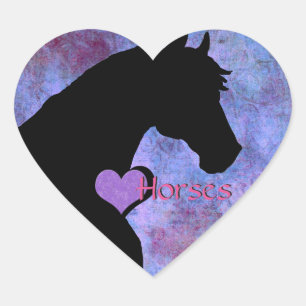 Herzpferde II (lila/blau) Herz-Aufkleber