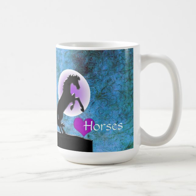 Herzpferde V (blau/grün) Kaffeetasse (Rechts)