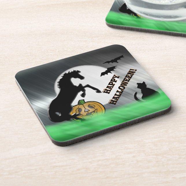 Herzpferde V Halloween Getränkeuntersetzer (Linke Seite)