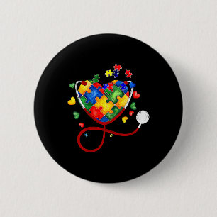 Herzpuzzle Stethoscope Er Rn CNA Nurse Autismus Aw Button